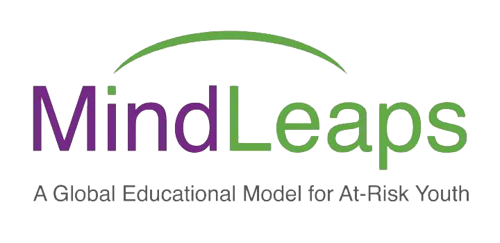 Logo of MindLeaps with a green and purple color scheme on a white background highlighting Pacterra Athletics commitment to giving back.