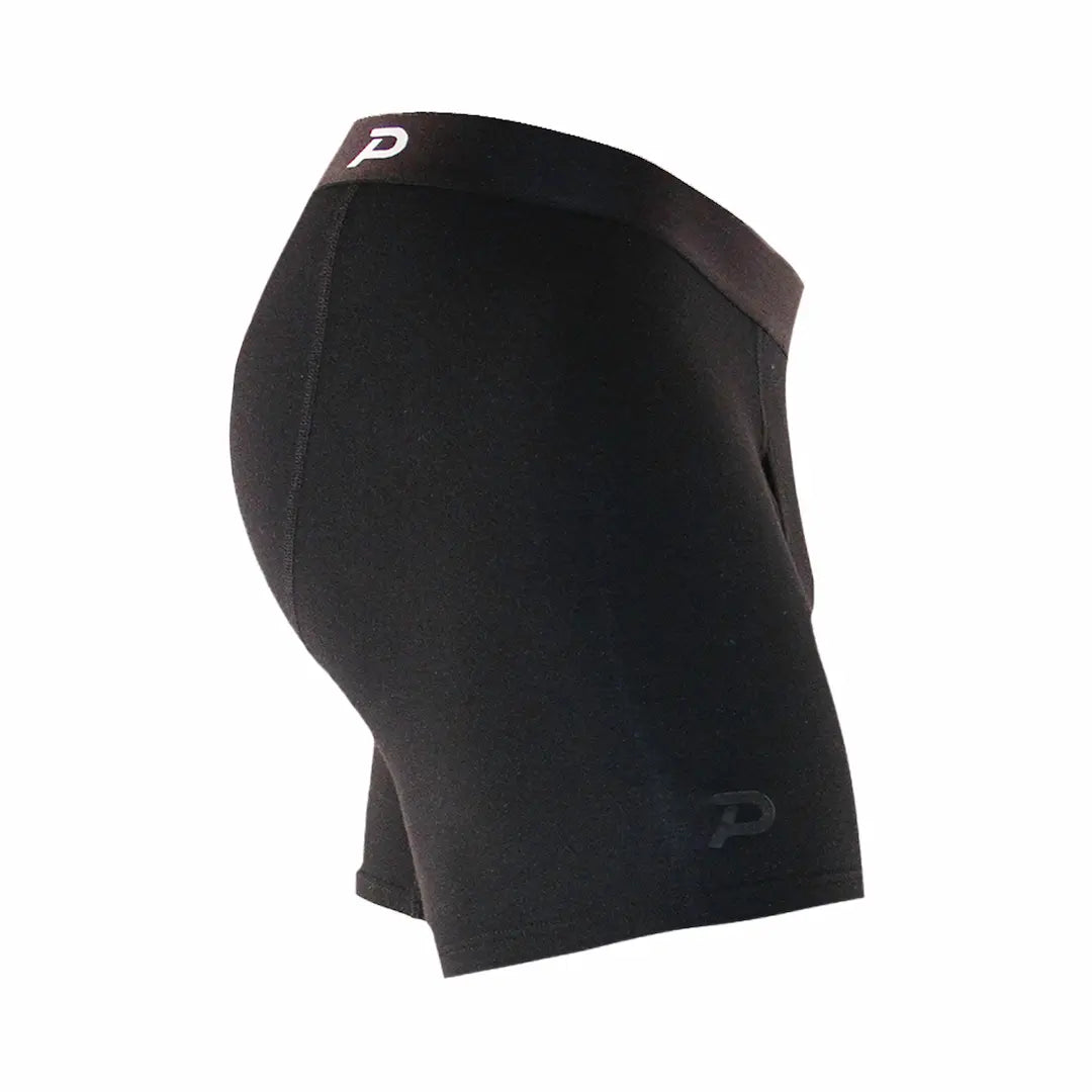 Detail view of the Fiver boxer brief side profile, highlighting the no-ride technical fit.